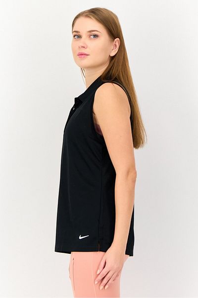 Nike Women Dri-Fit Brand Logo Sleeveless Golf Polo, Black