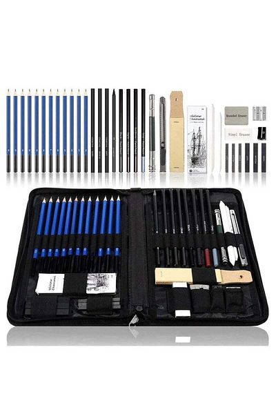 COOYA Drawing Pencils Set, 40-Piece Sketch Pencils and Drawing Kit With Pencils Sharpener & Eraser