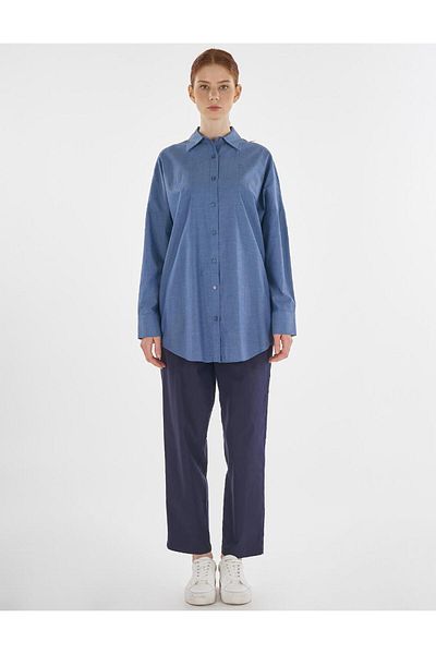 Kayra Off Shoulder Cotton Tunic Indigo