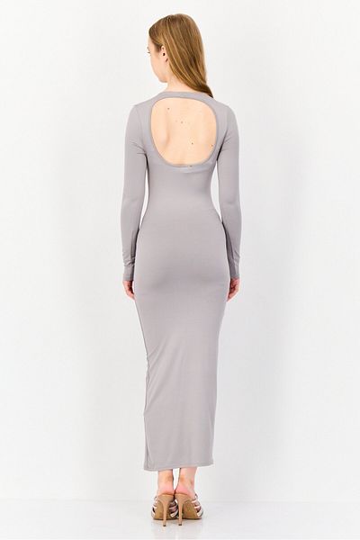 Don't Call Me Jennyfer Women Plain Maxi Dress, Middle Grey