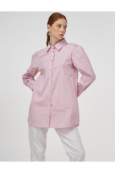 Kayra Pearl Detailed Viscose Tunic Yavruağzı