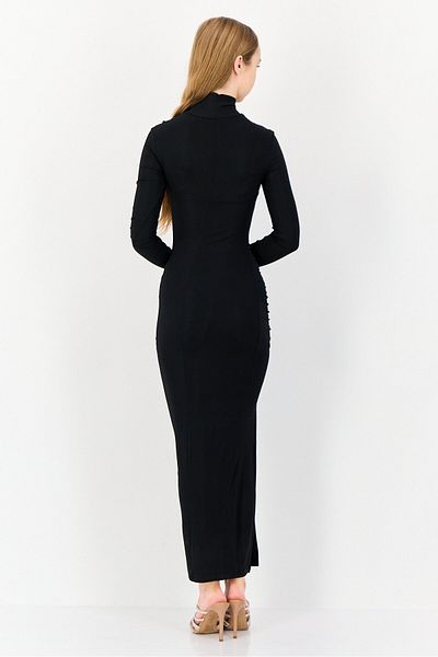 Don't Call Me Jennyfer Women Solid Ruched Maxi Dress, Black