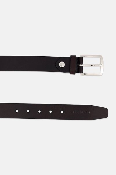 Cerruti 1881 Men Pin Buckle Leather Belt, Dark Brown