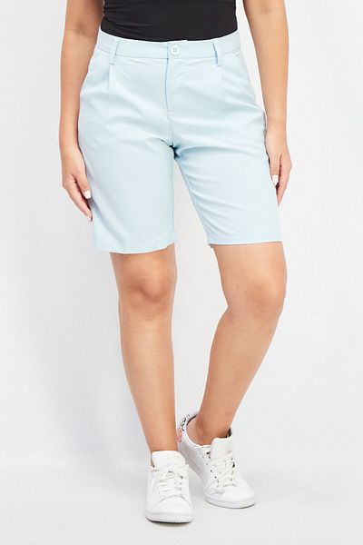 Sinsay Women Plain Pleated Basic Shorts, Light Blue