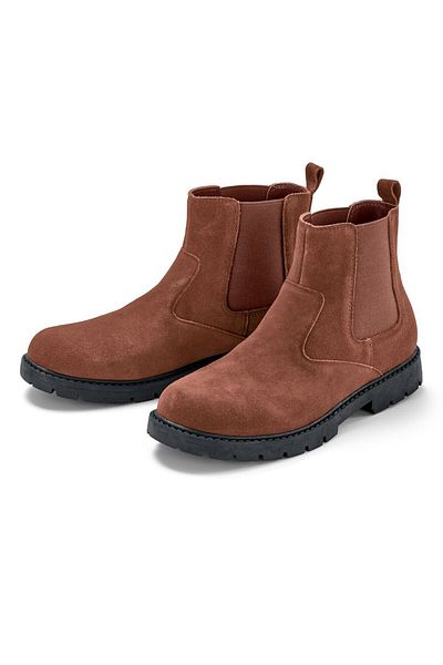 Tchibo Kids Boy Suede Slip On Ankle Boots, Dark Brown