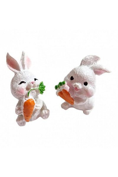 OEM Resin Ornament, Set of 2 Rabbits, 3 cm