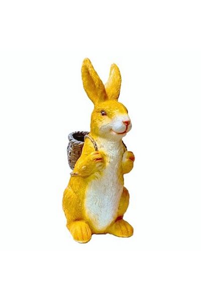 OEM Ornament Din Rasina Pictat Manual, Decoratiune Pentru Gradina, Terasa, Gazon, Iepure Cu Cos, 53 cm