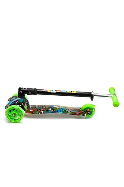 OEM Foldable scooter for kids, 3 luminous wheels, graffiti, 2-5 years, green