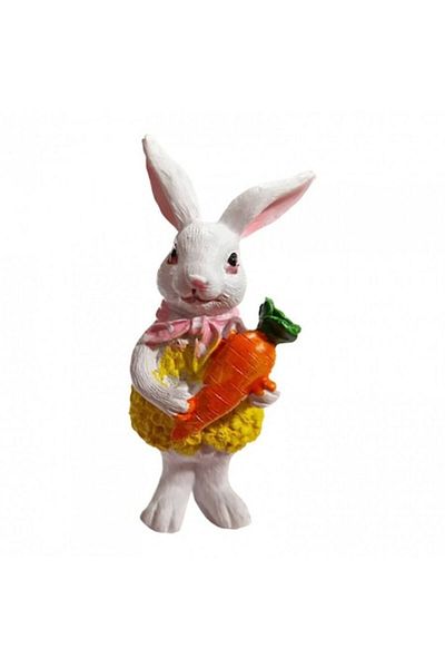 OEM Ornament resin rabbit with carrot, 8 cm