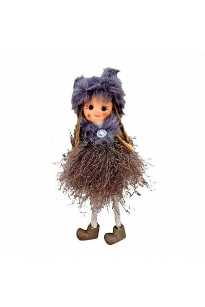 OEM Decoratiune pentru pomul de Craciun, fetita eleganta, 16 cm, gri