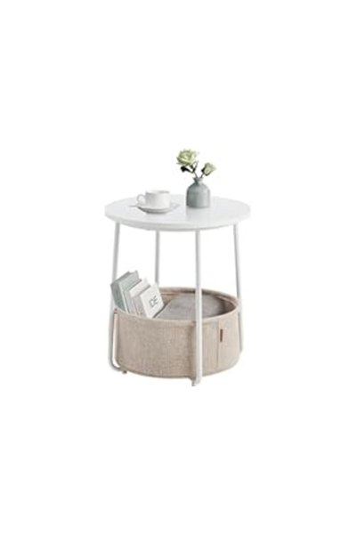 Hepta Collection VASAGLE Yuvarlak sehpa, küçük masa, sehpa küçük, kumaş sepet...