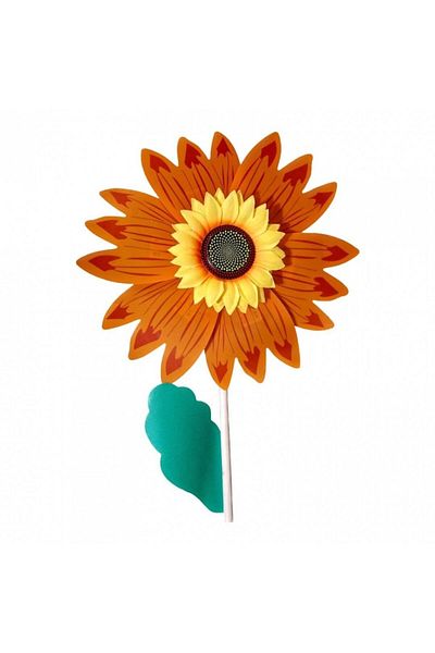 OEM Windmill Sunflower with wooden stick, diameter 40 cm, orange