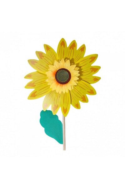 OEM Windmill Sunflower with wooden stick, diameter 40 cm, yellow
