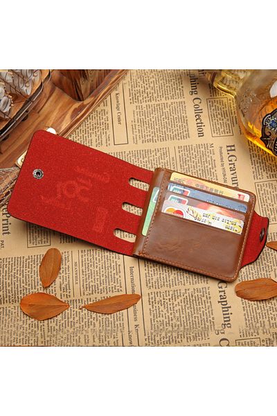 COOYA Classic Leather wallet,Mens Genuine Leather Bifold Wallet with Credit Card Slots and ID Window brown
