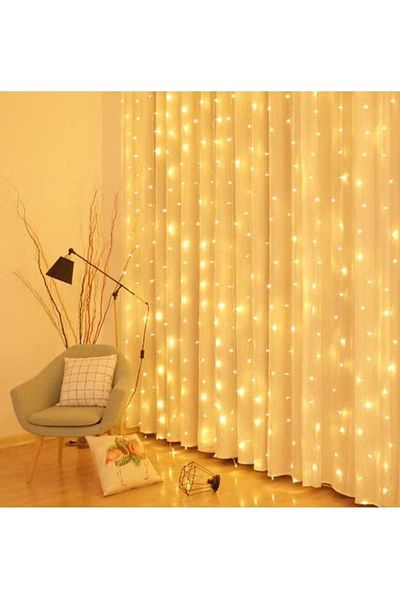 DLC Decorative curtain string lights 3 m x 2 m 200 working LED bulbs