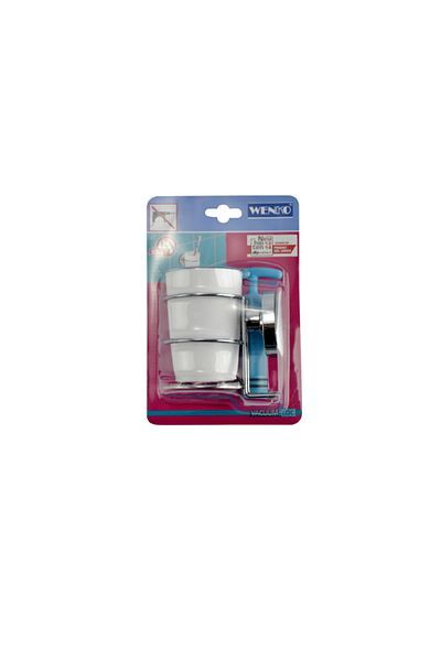 Wenko Milazzo Vacuum-Loc Wall Toothbrush Tumbler with Holder White and Silver