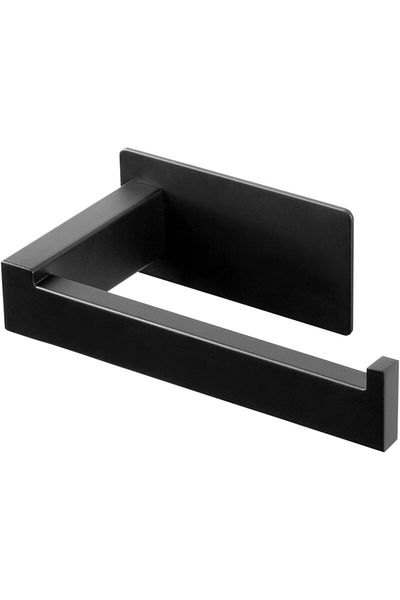 AB HOMES Self-Adhesive Toilet Paper Holder, Roffie, Stainless Steel, 14 cm, Black
