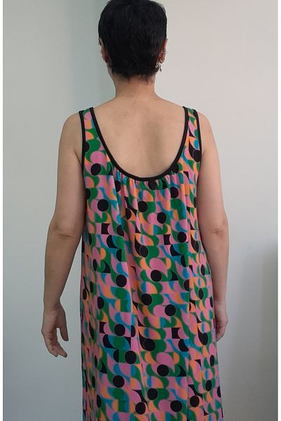 Mertcan Butik Multicolor Front and Back Gathered Strap Combed Viscose Dress