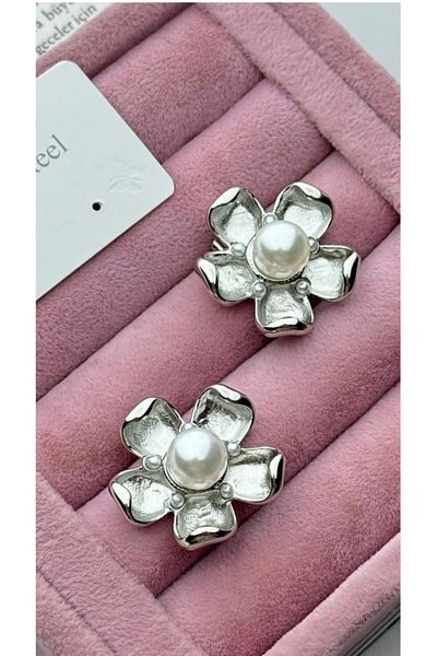 CA SHOPPİNG Pearl Flower Steel Non-Decay Earrings