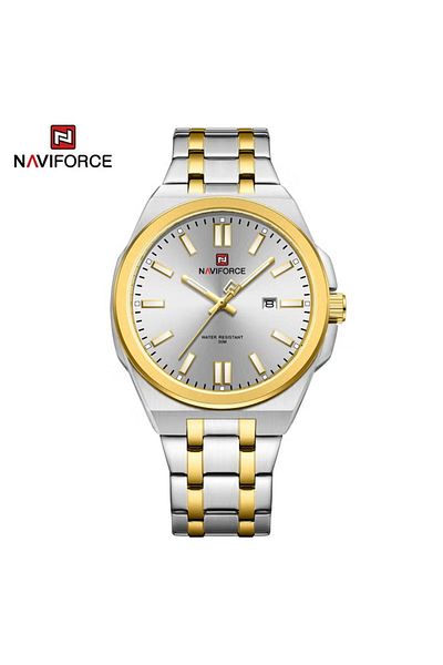 Naviforce Stainless Steel Analog Watch with Date Display