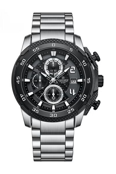 Naviforce Chronograph Sports Watch with Multi Function Display Stainless Steel Strap Water Resistant