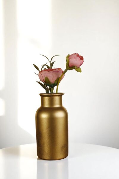 Evene Vazo Küçük Vazo Masa Üstü Vazo Ev Dekorasyon Vazo Altın Eskitme Renk Model 57