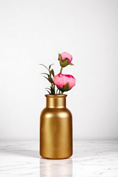 Evene Vazo Küçük Vazo Masa Üstü Vazo Ev Dekorasyon Vazo Altın Renk Model 57