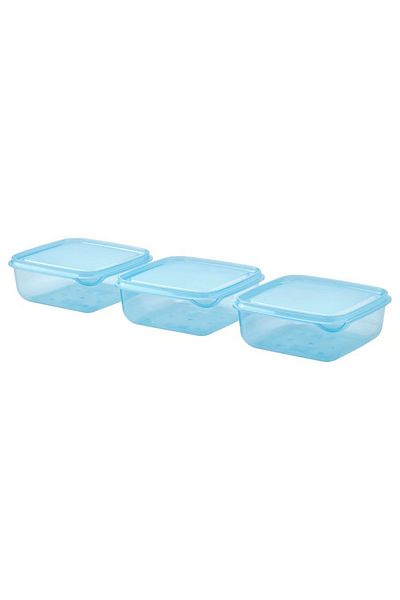IKEA Food container with lid, blue, 0.6 l 3 pack