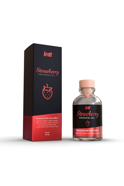 Intto Strawberry aroma massage gel, 30ml, glass bottle