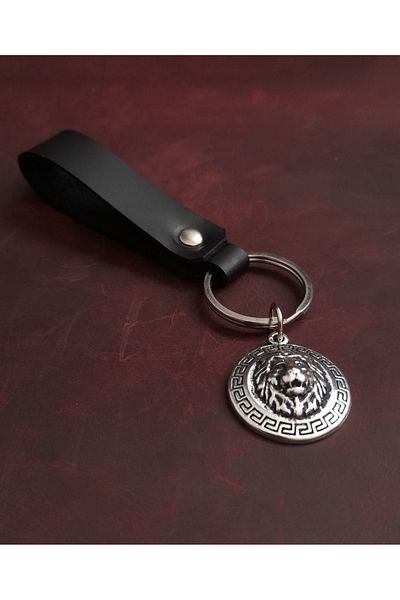 BSN Store Lion Figure Genuine Leather Keychain Gift Keychain