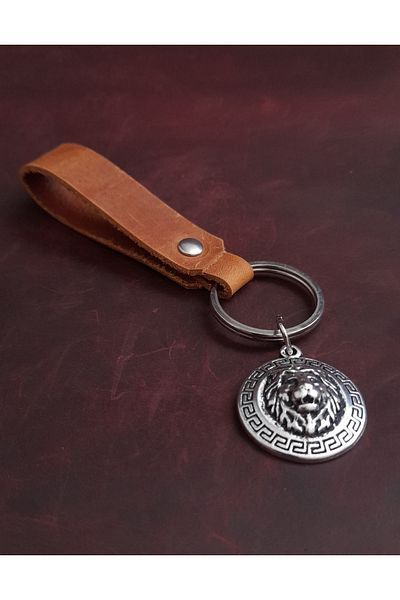 BSN Store Lion Figure Genuine Leather Keychain Gift Keychain
