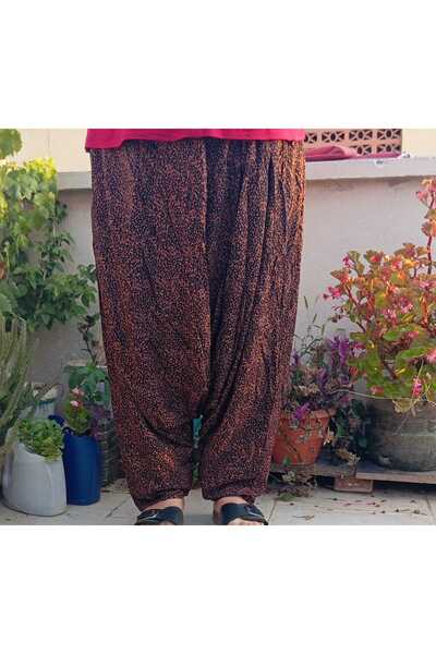 MEŞHUR ŞALVARCI PELİN بنطلون شالوار منقوش بجيوب وخصر مطاطي من Anne