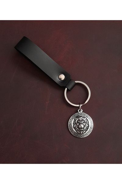 BSN Store Lion Figure Genuine Leather Keychain Gift Keychain