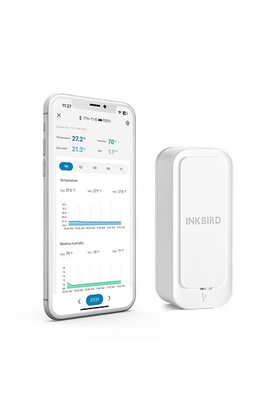 Inkbird ITH-11-B Bluetooth Thermo-hygrometer, Bluetooth 5.0 Temperature and Humidity Monitor, APP Re
