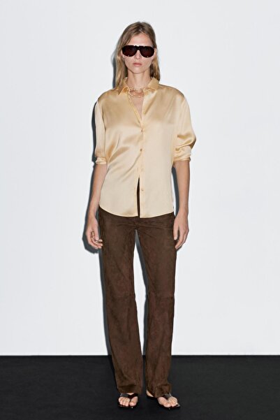 Massimo Dutti Dökümlü saten gömlek
