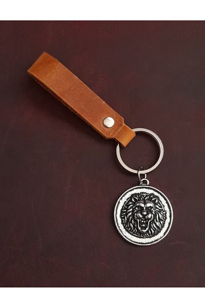 BSN Store Lion Premium Figure Genuine Leather Keychain