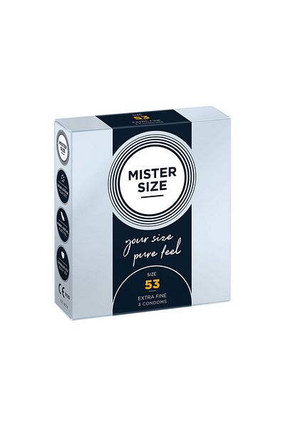 Mister Size Pure Feel Condoms, Mister Size, 53 mm, 3 pieces