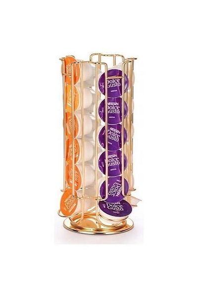 DLC Chrome Finish Coffee Capsules Holder Gold 33x11x11cm