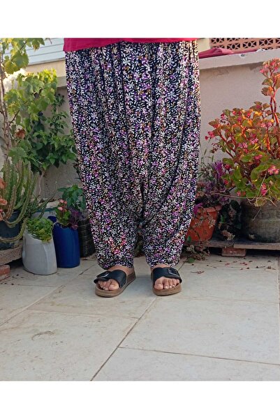 MEŞHUR ŞALVARCI PELİN Pantaloni largi pentru mamă, cu model, buzunare, talie elastică