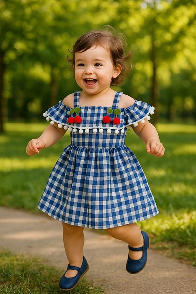 MİNYON BABY Cherry Detailed Girl's Dress