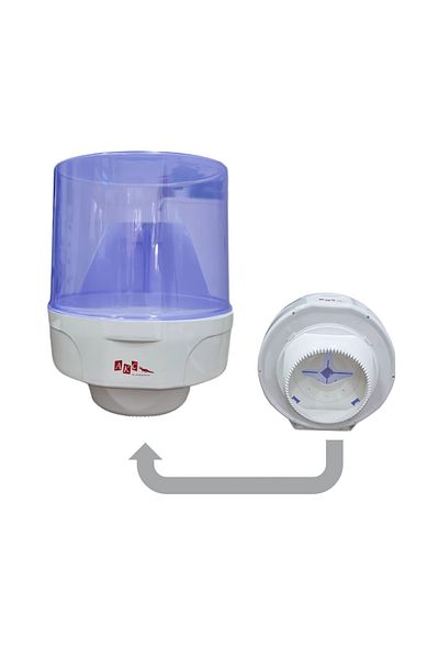 AKC Maxi-Roll Paper Towel Dispenser, Blue & White, Durable, Easy-Load, for Commercial & Home Use