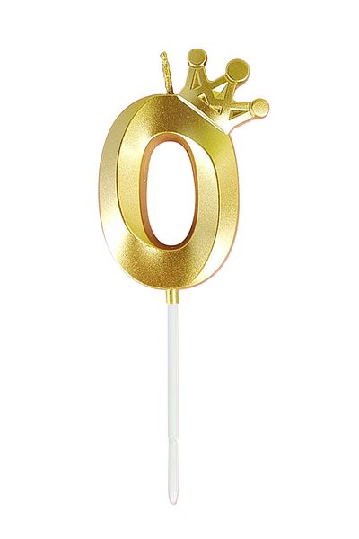 L&Wen Number Birthday Candles, Number 0 Cake Candles for Birthday, Wedding (1Pc, Gold)