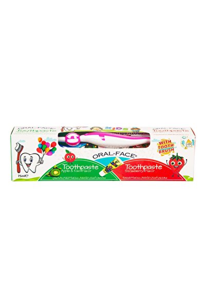 Genrics Oral Face Strawberry Kids Toothpaste 75 ml + Brush 1 pc