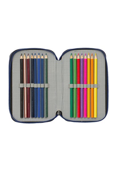 safta Triple pencil case, Naruto Ninja, blue-black, 12.5 x 19.5 x 5.5 cm