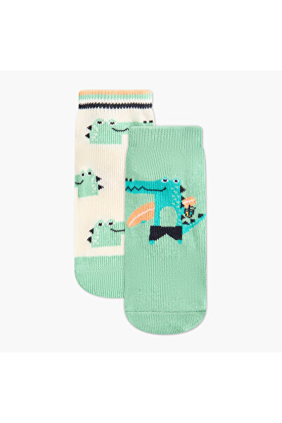 Juniors Alligator Print Ankle Length Socks - Set of 2