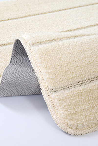 KONFOR Non-Slip Bathroom Mat Set – Soft-Textured, Water Absorbent, Washable New Striped Set (50x80