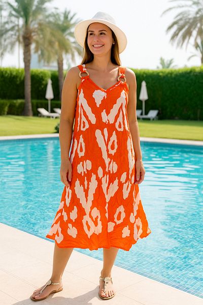 LaraLisa Collection Asymmetrical Cut Strap Viscon Women's Summer Dress