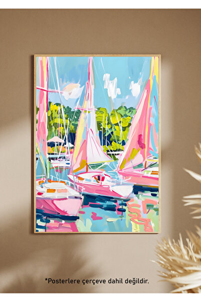 One Little Happiness Αφίσα PINK SAIL Αισθητική αφίσα τοίχου, αφίσα χωρίς πλαίσιο