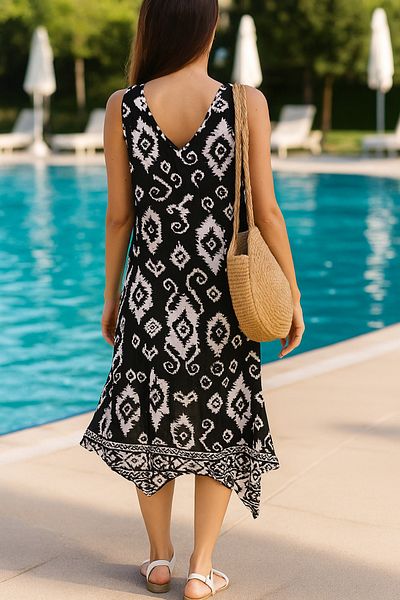 LaraLisa Collection Asymmetrical Cut Strap Viscon Women's Summer Dress
