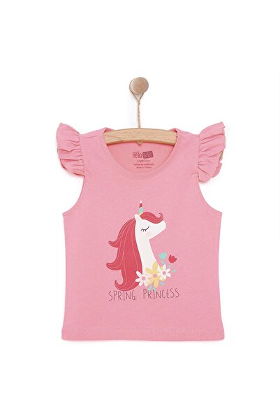 ebebek Hello Baby Hellobaby Baby Girl Basic T-Shirt Crew Neck Tank Top Sleeve Dark Pink